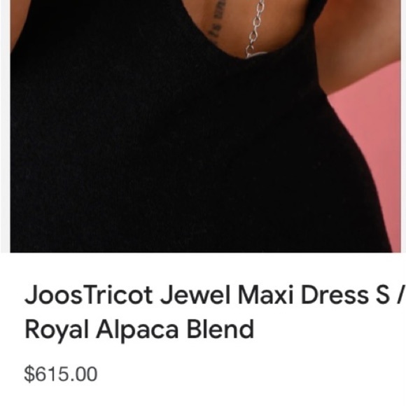 JoosTricot Black Maxi Dress Halter Jewel Straps High Slit Alpaca Wool Blend XS - Picture 8 of 10
